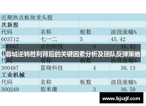 蓉城逆转胜利背后的关键因素分析及团队反弹策略 蓉城逆转胜利背后的关键因素分析及团队反弹策略